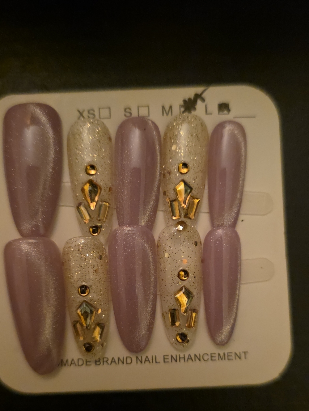 Lavender & Gold Glitter Press-On Nails - Elegant Nail Enhancement Large